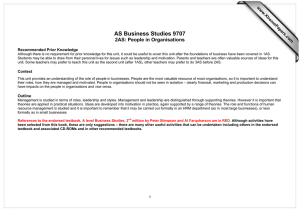 AS Business Studies 9707 2AS: People in Organisations  www.XtremePapers.com