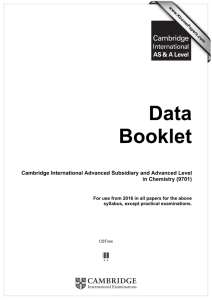 Cambridge International Advanced Subsidiary and Advanced Level in Chemistry (9701)