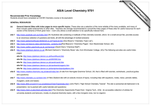 AS/A Level Chemistry 9701  www.XtremePapers.com Recommended Prior Knowledge