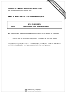 MARK SCHEME for the June 2005 question paper 9701 CHEMISTRY www.XtremePapers.com