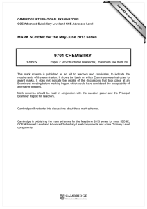 9701 CHEMISTRY MARK SCHEME for the May/June 2013 series www.XtremePapers.com 9701/22