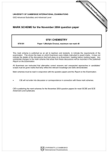 MARK SCHEME for the November 2004 question paper 9701 CHEMISTRY www.XtremePapers.com