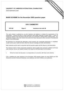 MARK SCHEME for the November 2005 question paper  9701 CHEMISTRY www.XtremePapers.com