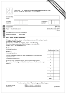 www.XtremePapers.com UNIVERSITY OF CAMBRIDGE INTERNATIONAL EXAMINATIONS General Certificate of Education Advanced Level 9701/43