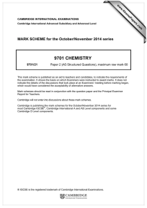 9701 CHEMISTRY  MARK SCHEME for the October/November 2014 series