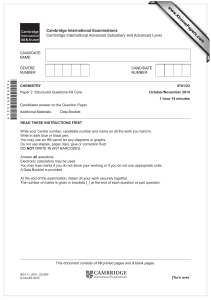 *6698895364* www.XtremePapers.com Cambridge International Examinations Cambridge International Advanced Subsidiary and Advanced Level