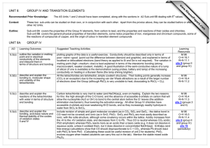 UNIT 8: GROUP IV AND TRANSITION ELEMENTS