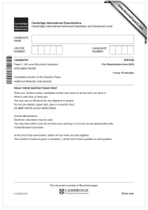 www.XtremePapers.com Cambridge International Examinations 9701/02 Cambridge International Advanced Subsidiary and Advanced Level