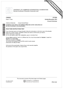 www.XtremePapers.com UNIVERSITY OF CAMBRIDGE INTERNATIONAL EXAMINATIONS General Certificate of Education Advanced Level 9715/04