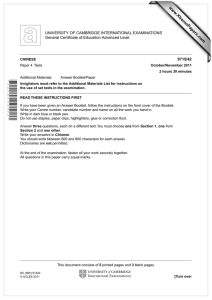 www.XtremePapers.com UNIVERSITY OF CAMBRIDGE INTERNATIONAL EXAMINATIONS General Certificate of Education Advanced Level 9715/42