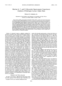 Mariner  6,  7,  and 9  Ultraviolet ... Analysis of  Hydrogen  Lyman  Alpha  Data