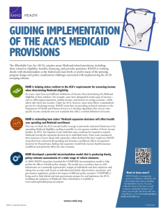 GUIDING IMPLEMENTATION OF THE ACA’S MEDICAID PROVISIONS HEALTH