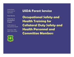 USDA Forest Service Occupational Safety and Health Training for Collateral Duty Safety and