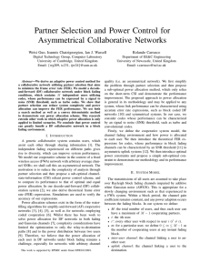 Partner Selection and Power Control for Asymmetrical Collaborative Networks Rolando Carrasco