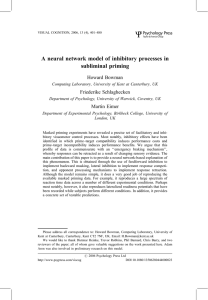 A neural network model of inhibitory processes in subliminal priming Howard Bowman