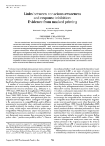Links between conscious awareness and response inhibition: Evidence from masked priming