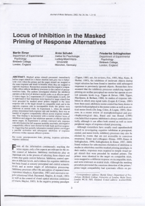 Priming of Response Alternatives Locus of lnhibition in the Masked