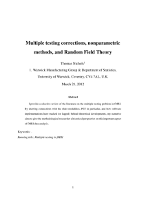 Multiple testing corrections, nonparametric methods, and Random Field Theory