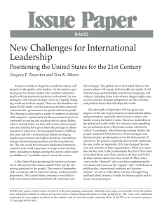 Issue Paper New Challenges for International Leadership