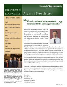 “ ” Alumni Newsletter Department of