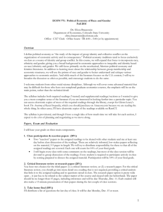 ECON 771:  Political Economy of Race and Gender Fall 2014