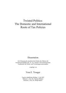 Twisted Politics: The Domestic and International Roots of Tax Policies Dissertation