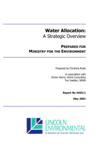 Water Allocation: A Strategic Overview  P