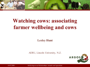 Watching cows: associating farmer wellbeing and cows Lesley Hunt