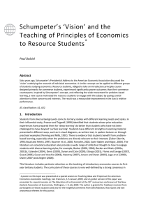 Schumpeter’s ‘Vision’ and the Teaching of Principles of Economics to Resource Students