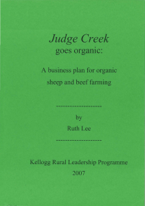 Judge Creek goes organIC: A business plan for organic and beef farming