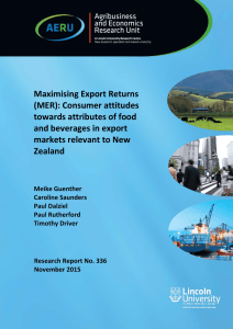 Maximising Export Returns (MER): Consumer attitudes towards attributes of food