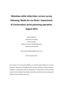 Wakatipu white-tailed deer carcass survey following ‘Battle for our Birds’, Department