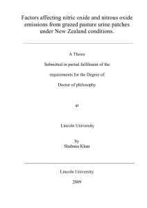 Factors affecting nitric oxide and nitrous oxide under New Zealand conditions.