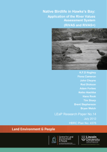 Native Birdlife in Hawke’s Bay: Application of the River Values Assessment System