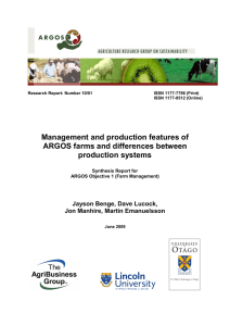 Management and production features of ARGOS farms and differences between production systems