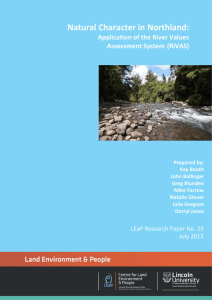 Natural Character in Northland:  Application of the River Values Assessment System