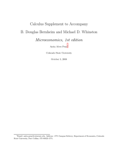Calculus Supplement to Accompany B. Douglas Bernheim and Michael D. Whinston na