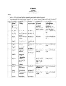 ECON 204.1 Fall 2013 CLASS SCHEDULE Notes: