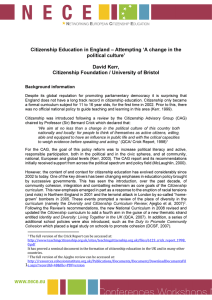 Citizenship Education in England – Attempting ‘A change in the