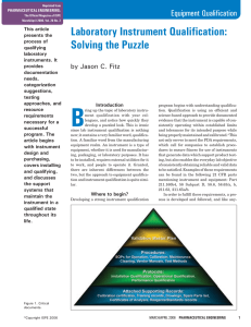 Laboratory Instrument Qualification: Solving the Puzzle Equipment Qualification by Jason C. Fitz