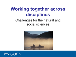 Working together across disciplines Challenges for the natural and social sciences