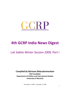 4th GCRP India News Digest Compiled by Bairavee Balasubramaniam