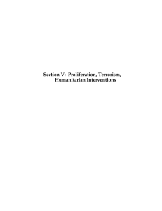 Section V:  Proliferation, Terrorism, Humanitarian Interventions