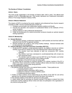 Society of Fellows Constitution Amended 8/1/15 ’ Constitution The Society of Fellows