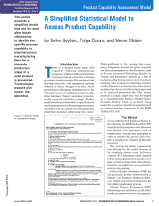 A Simplified Statistical Model to Assess Product Capability product capability assessment Model