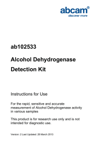 ab102533 Alcohol Dehydrogenase Detection Kit Instructions for Use