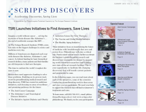 SCRIPPS DISCOVERS TSRI Launches Initiatives to Find Answers, Save Lives Special Issue