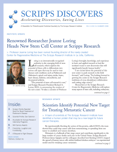 SCRIPPS DISCOVERS Renowned Researcher Jeanne Loring