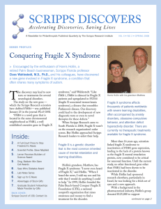 SCRIPPS DISCOVERS Conquering Fragile X Syndrome