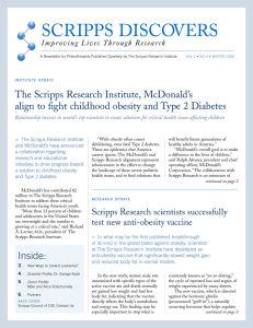 SCRIPPS DISCOVERS The Scripps Research Institute, McDonald’s